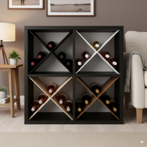 Diagonal Cross IKEA Kallax Wine Rack Insert – Perfect Fit  4 Bottle Storage