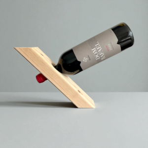 Handmade Wooden Balancing Wine Holder – Rustic Gravity Stand