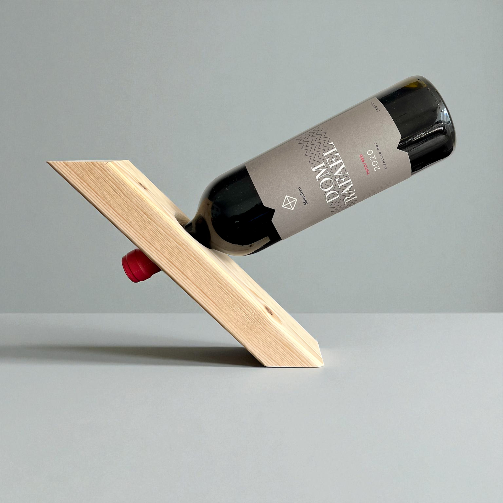 Handmade Wooden Balancing Wine Holder – Rustic Gravity Stand - Image 2
