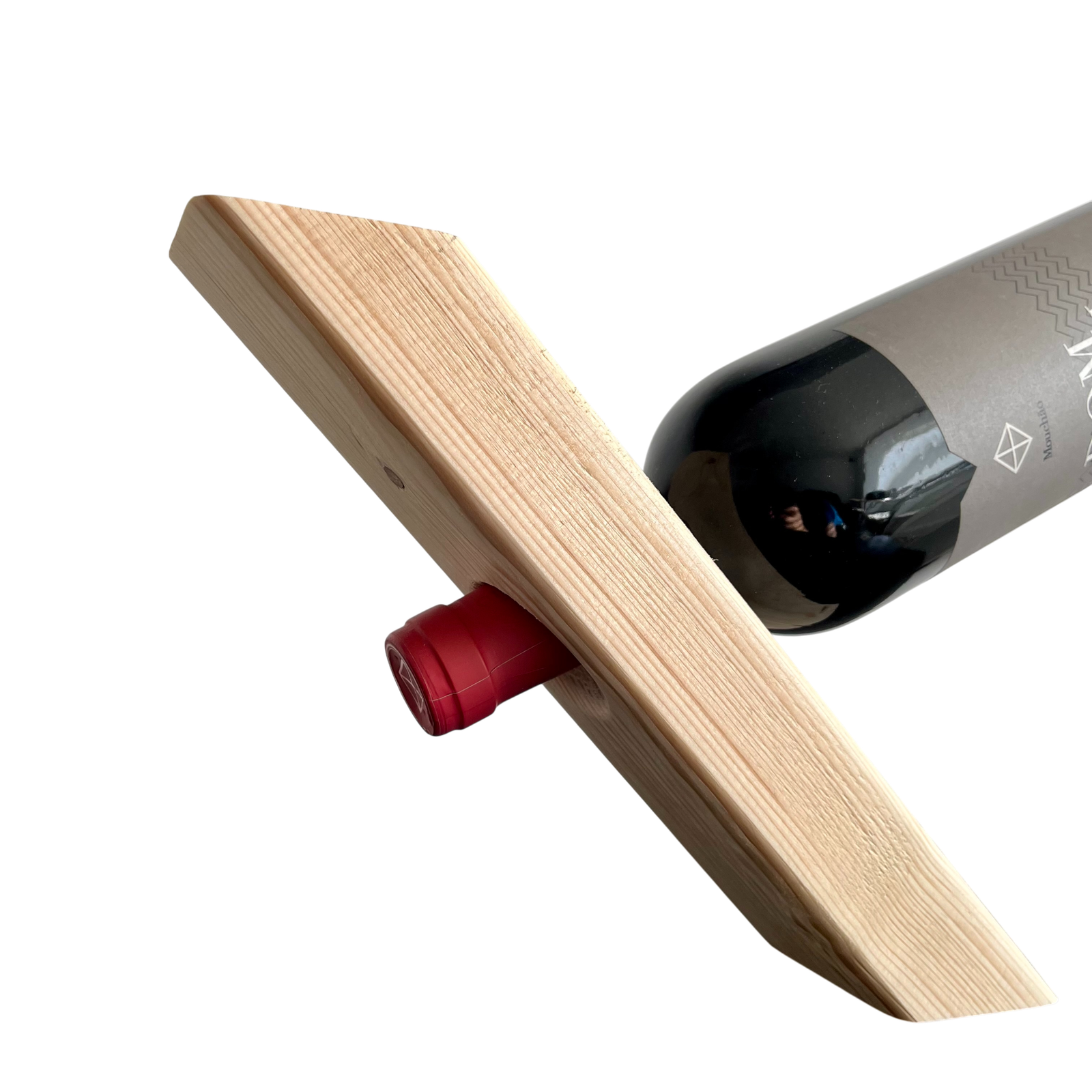 Handmade Wooden Balancing Wine Holder – Rustic Gravity Stand - Image 5