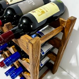 Rustic Wooden Wine Rack – Handcrafted Wine Storage for Home Decor