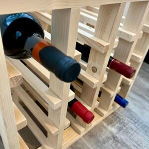 Rustic Wood Wine Rack – 16 Bottle Classic Cellar Wine Organizer
