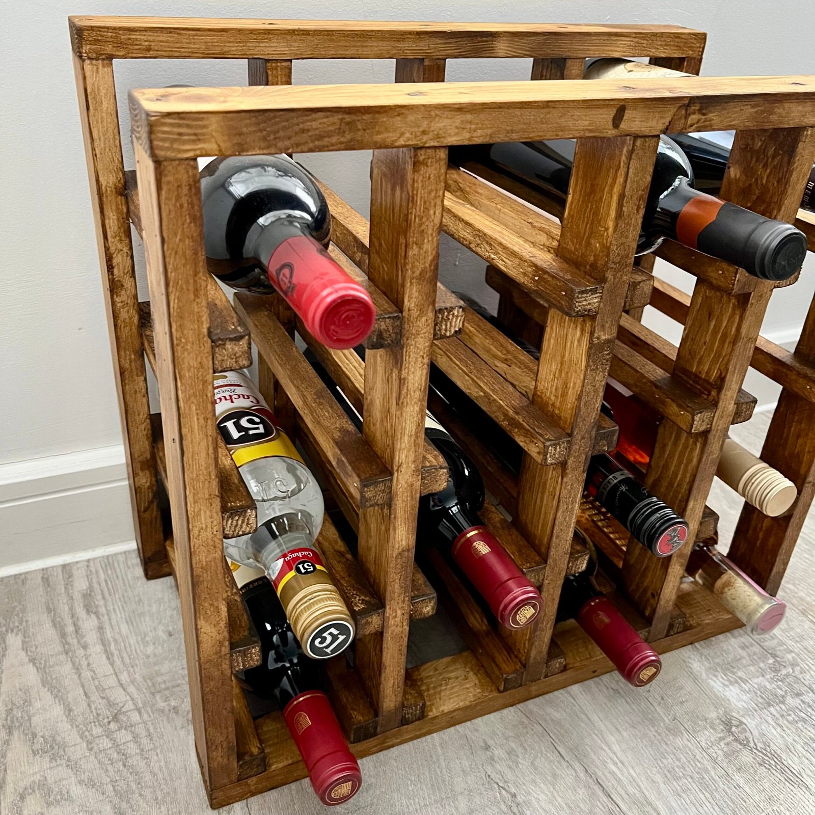 Rustic Wood Wine Rack – 16 Bottle Classic Cellar Wine Organizer - Image 5