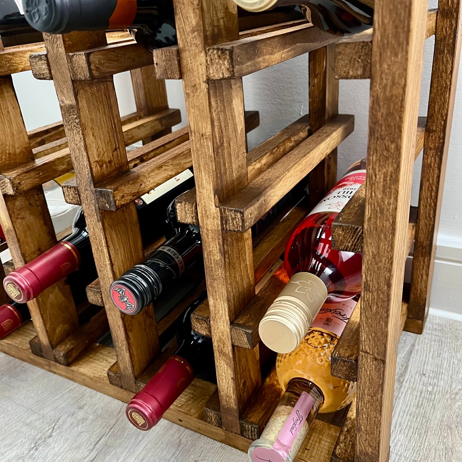 Rustic Wood Wine Rack – 16 Bottle Classic Cellar Wine Organizer - Image 6