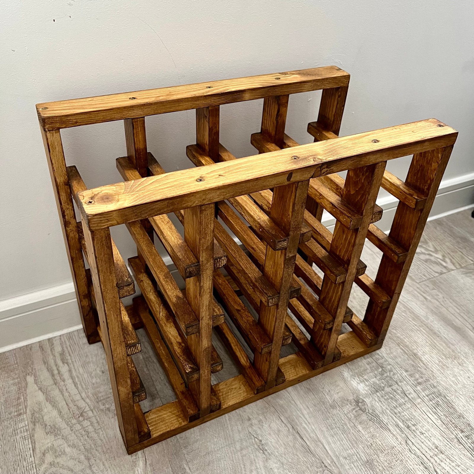 Rustic Wood Wine Rack – 16 Bottle Classic Cellar Wine Organizer - Image 11
