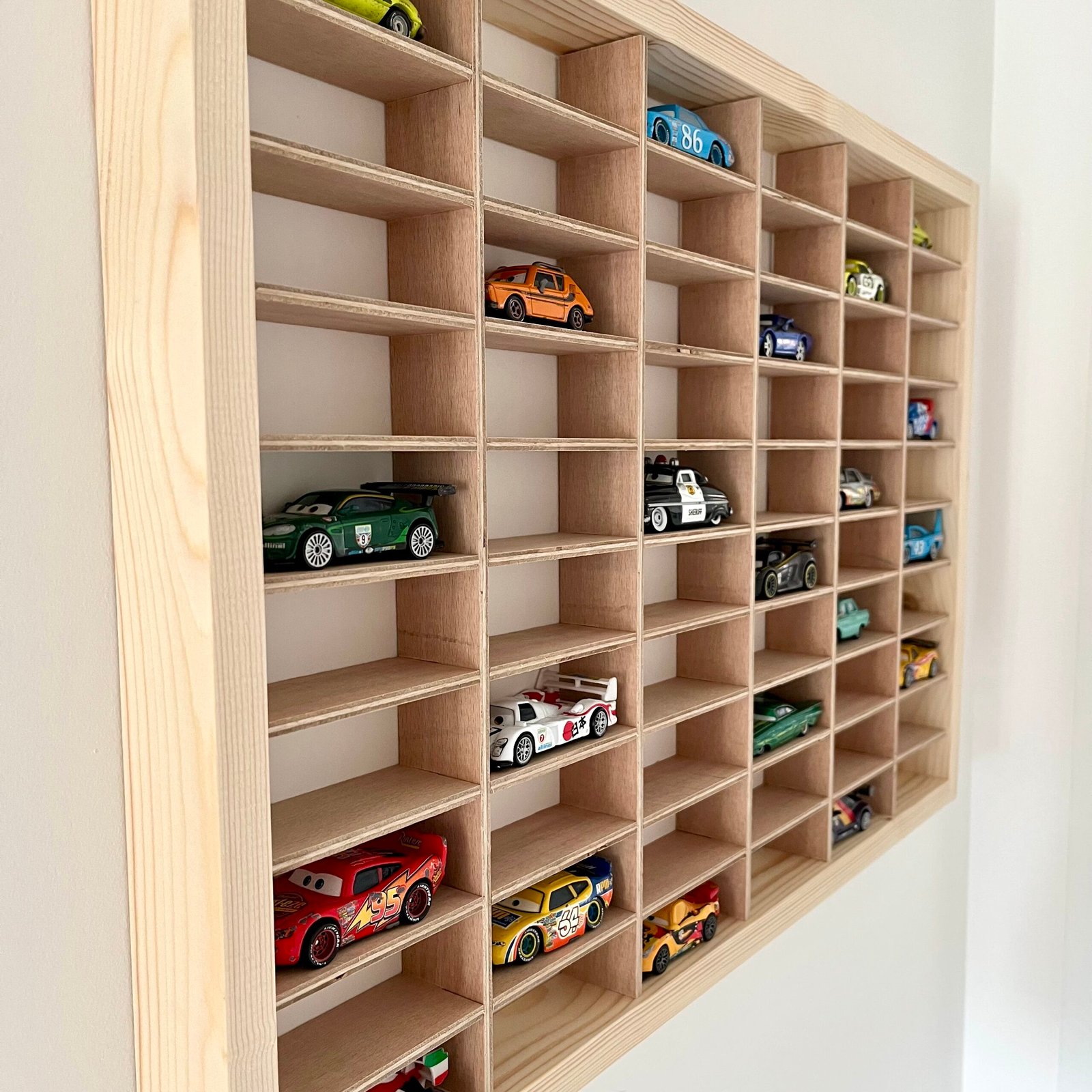 Wooden Hot Wheels Display Case – 60 Car Wall Storage for Kids & Collectors - Image 12