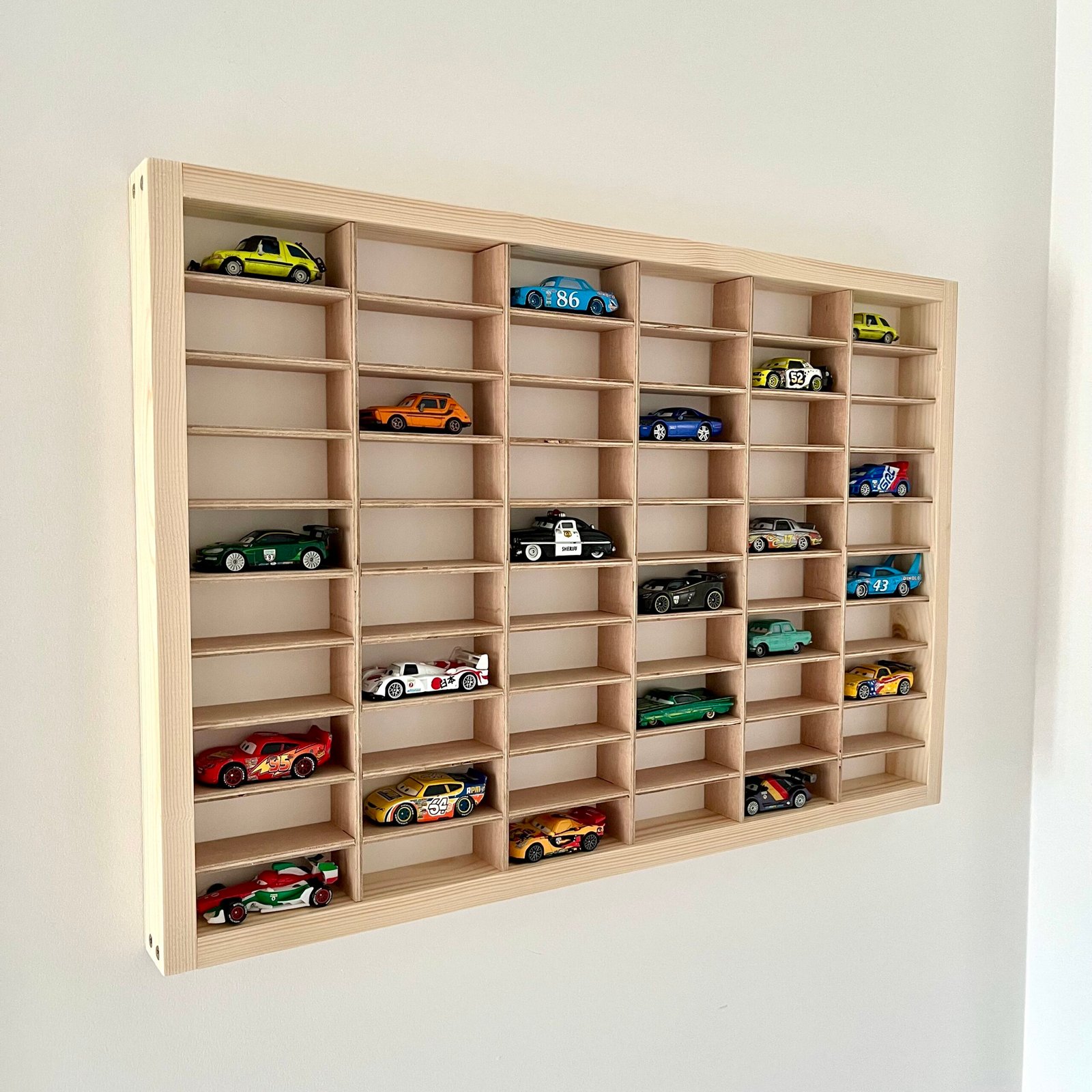 Wooden Hot Wheels Display Case – 60 Car Wall Storage for Kids & Collectors - Image 14