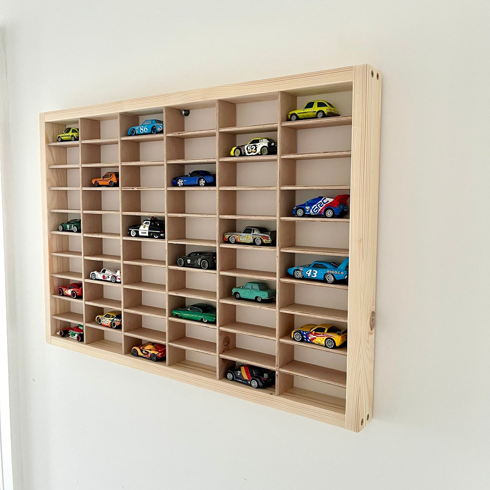 Wooden Hot Wheels Display Case – 60 Car Wall Storage for Kids & Collectors - Image 15