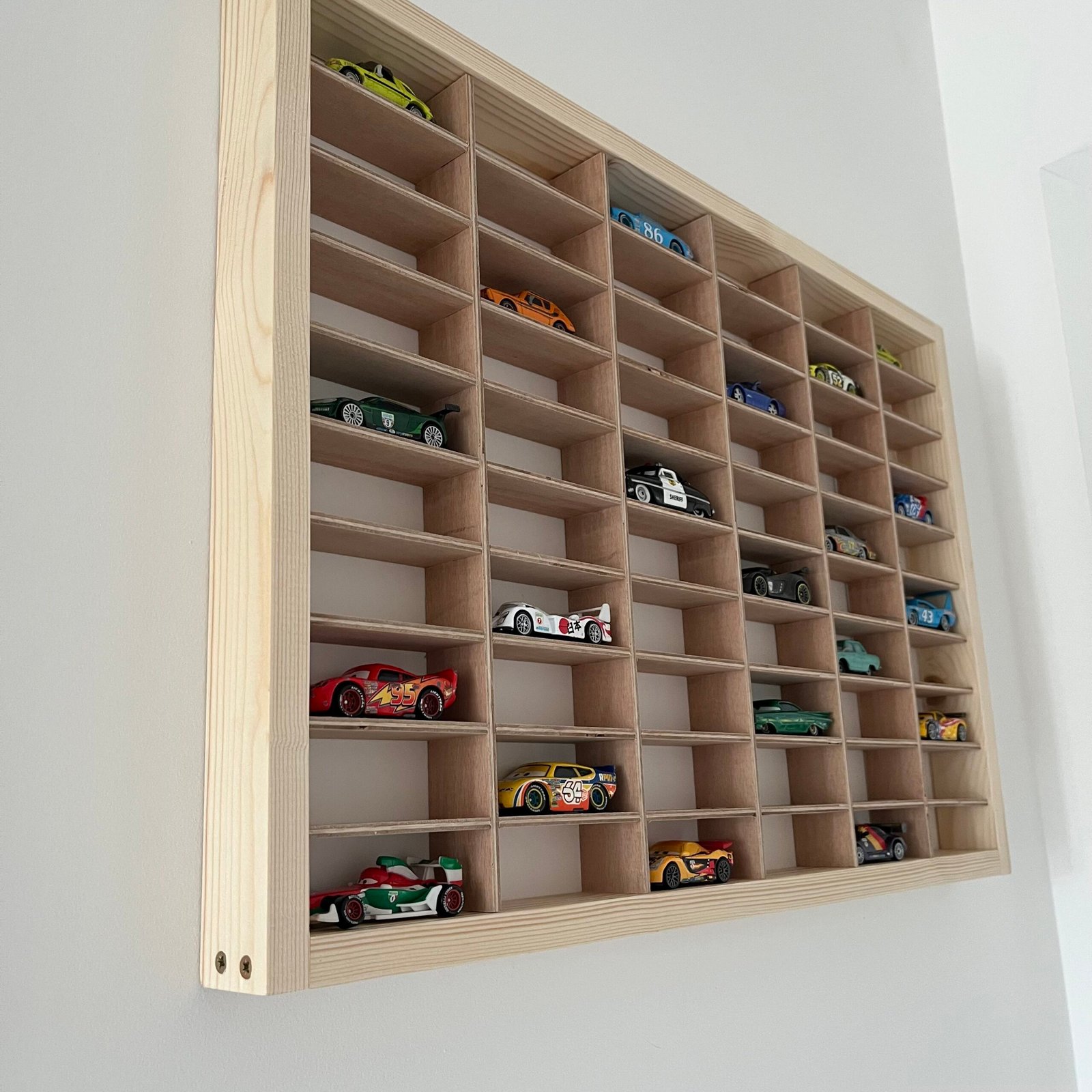 Wooden Hot Wheels Display Case – 60 Car Wall Storage for Kids & Collectors - Image 16