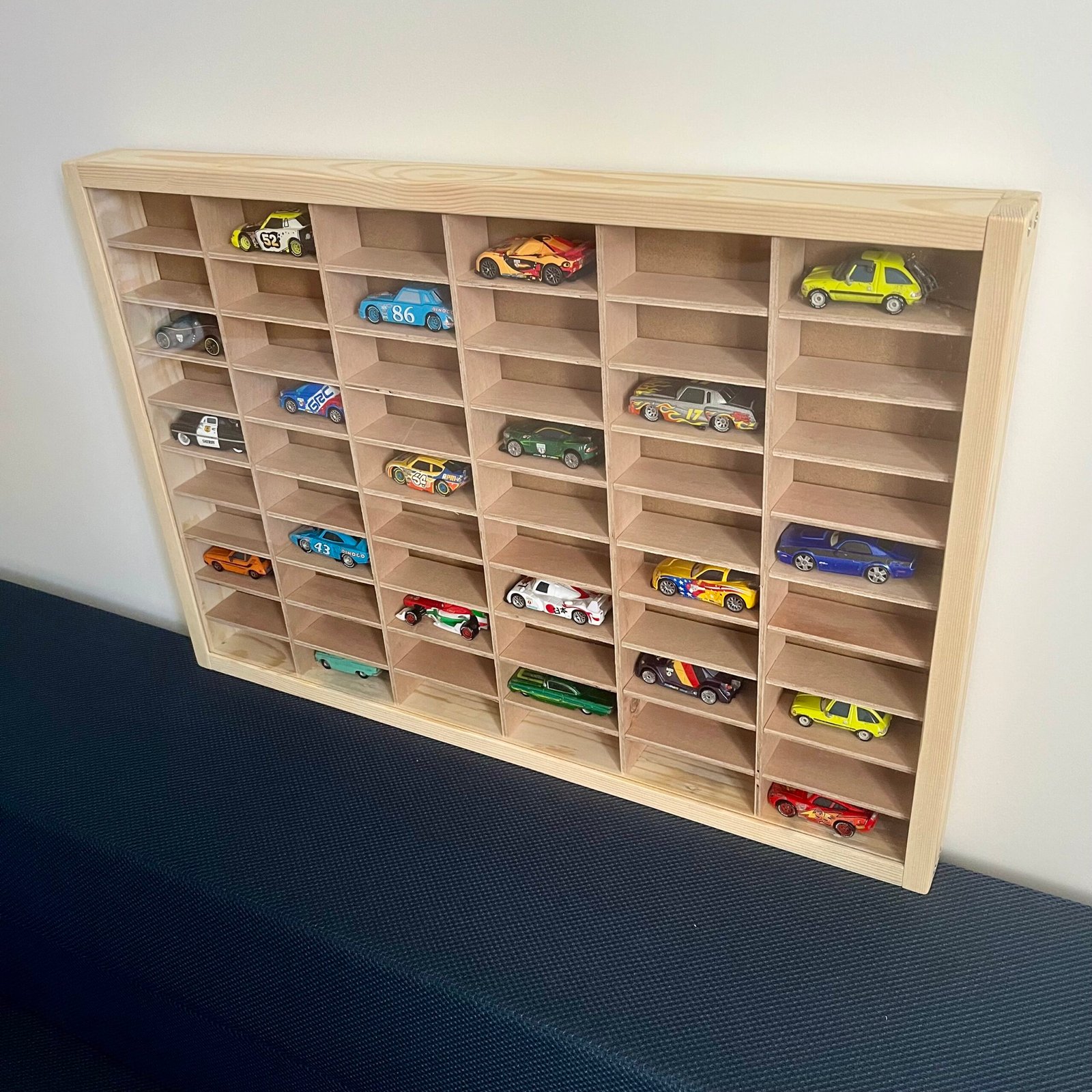 Wooden Hot Wheels Display Case – 60 Car Wall Storage for Kids & Collectors - Image 21