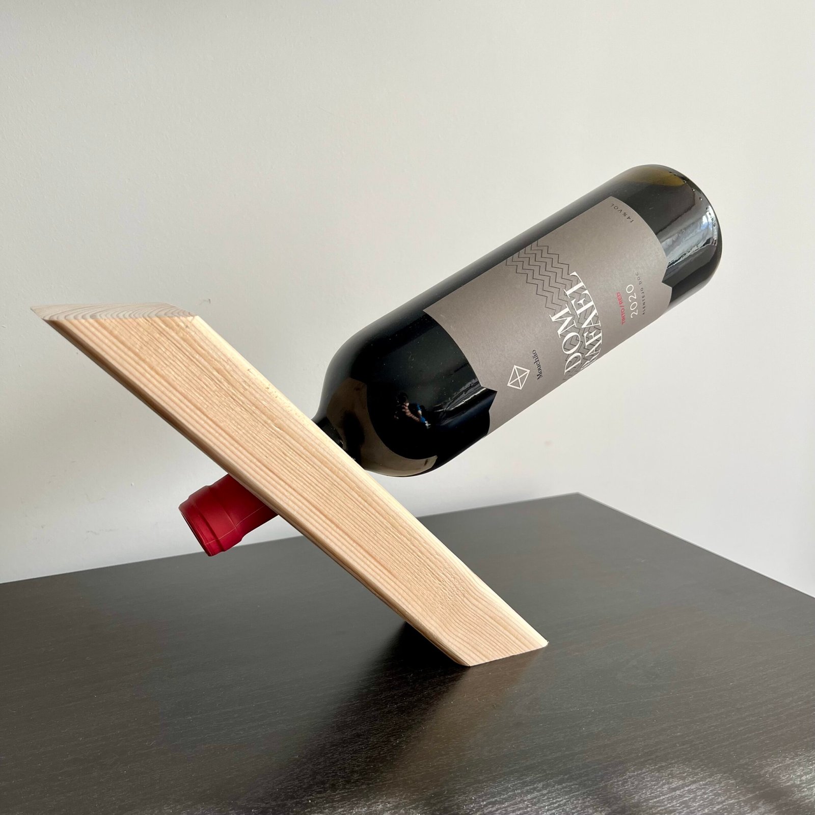 Handmade Wooden Balancing Wine Holder – Rustic Gravity Stand - Image 9