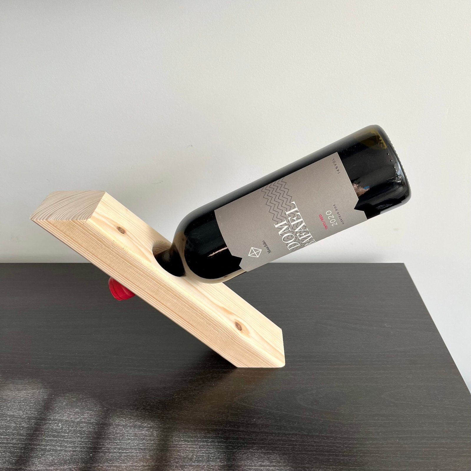 Handmade Wooden Balancing Wine Holder – Rustic Gravity Stand - Image 10
