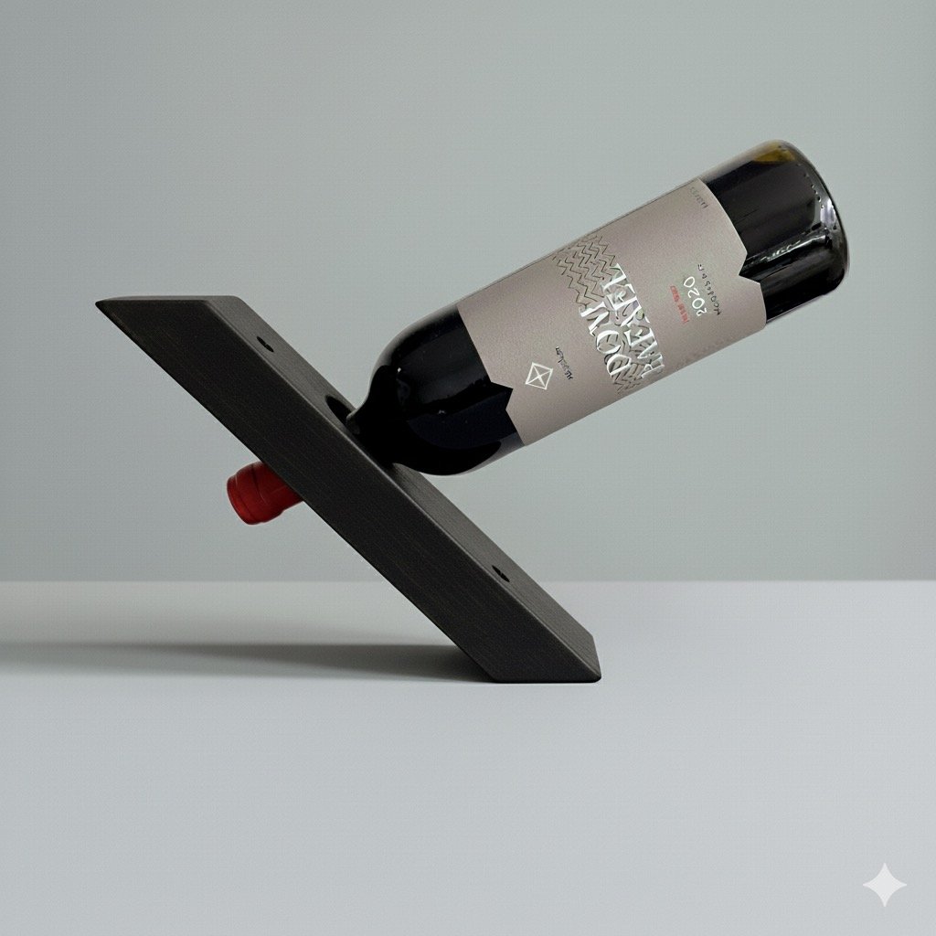 Handmade Wooden Balancing Wine Holder – Rustic Gravity Stand - Image 16