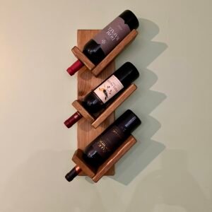 Handmade Wooden Wall Wine Rack – Modern Rustic Bottle Holder