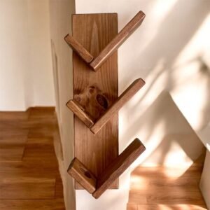 Handmade Wooden Wall Wine Rack – Modern Rustic Bottle Holder