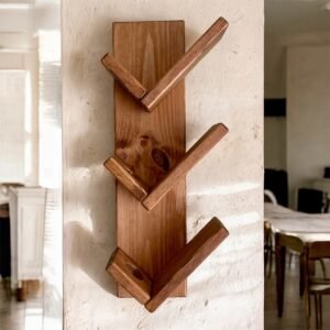 Handmade Wooden Wall Wine Rack – Modern Rustic Bottle Holder