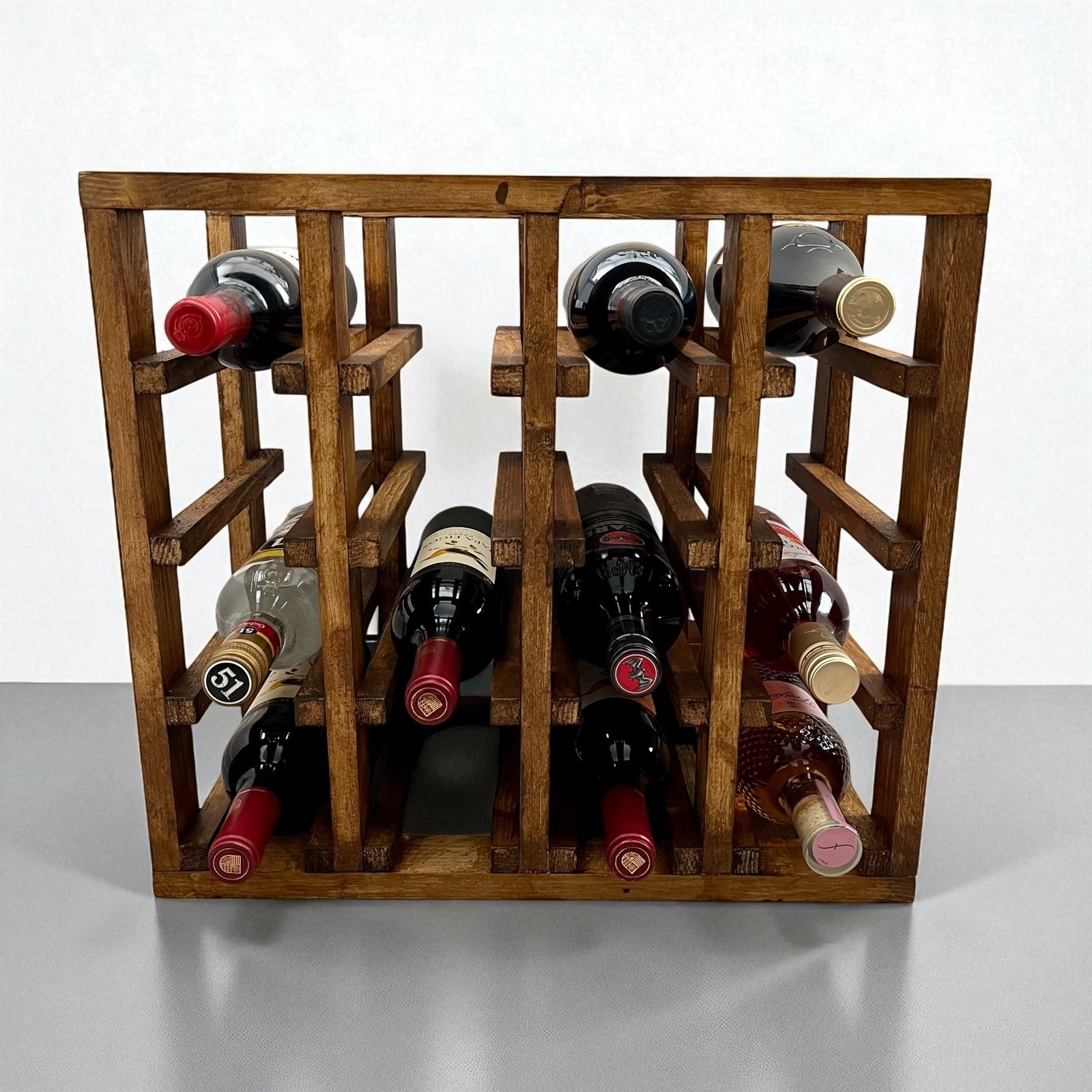 Rustic Wood Wine Rack – 16 Bottle Classic Cellar Wine Organizer - Image 2