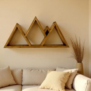 Handmade Wooden Mountain Shelf – Rustic Mountain Wall Shelf Decor