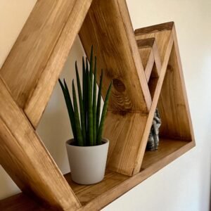 Handmade Wooden Mountain Shelf – Rustic Mountain Wall Shelf Decor