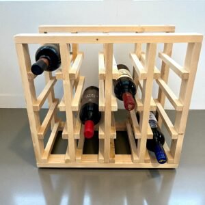 Rustic Wood Wine Rack – 16 Bottle Classic Cellar Wine Organizer