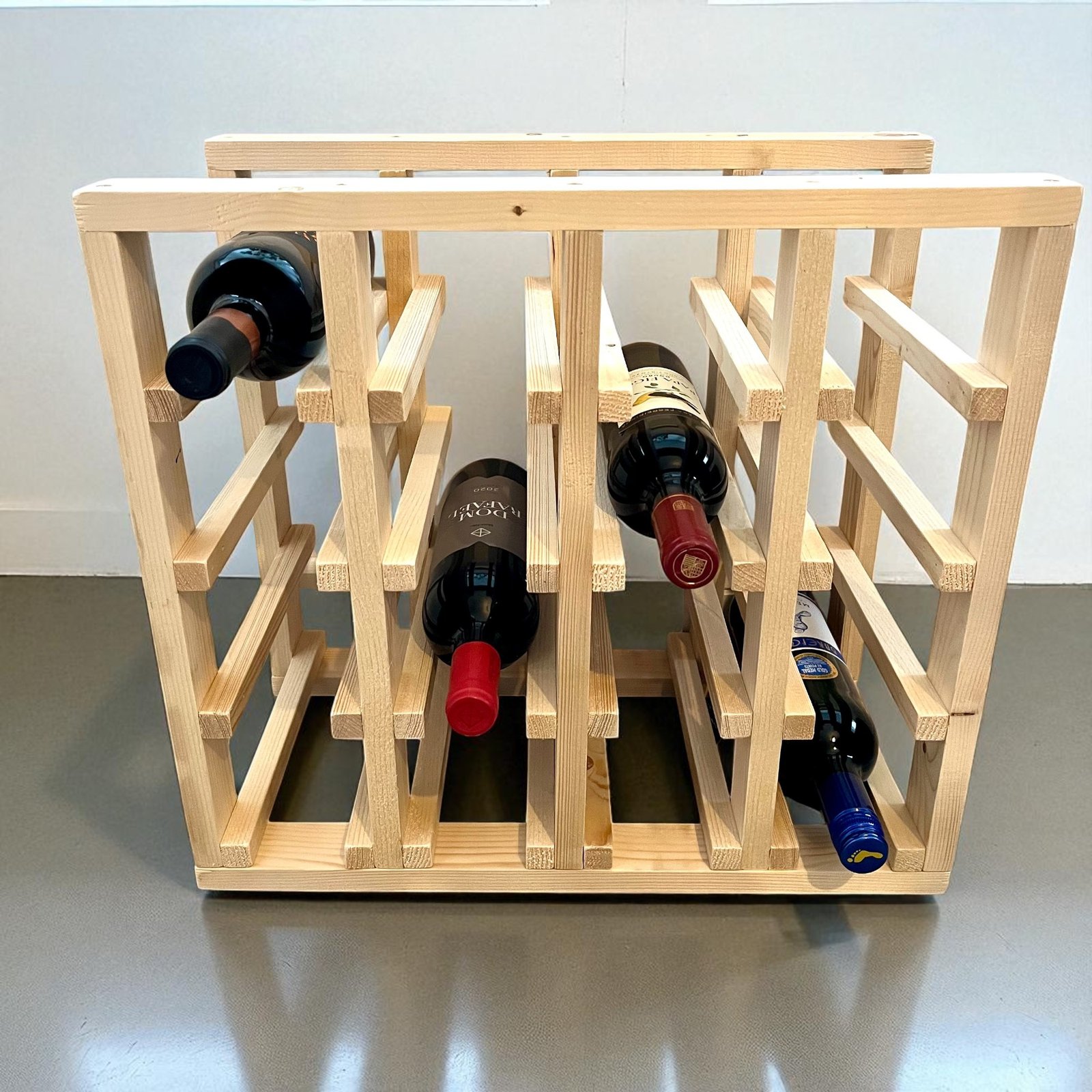 Rustic Wood Wine Rack – 16 Bottle Classic Cellar Wine Organizer - Image 3