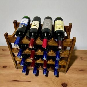 Rustic Wooden Wine Rack – Handcrafted Wine Storage for Home Decor