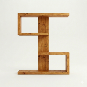 Wooden Floating Shelf – Double C Geometric Wall Shelf Decor