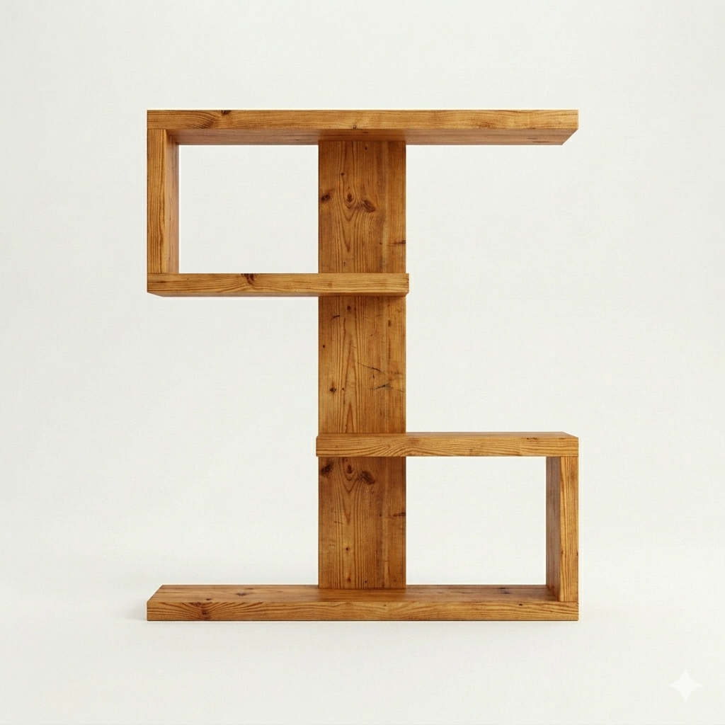 Wooden Floating Shelf – Double C Geometric Wall Shelf Decor - Image 3