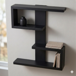 Wooden Floating Shelf Simple – Double C Geometric Wall Shelf Decor