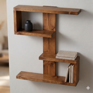 Wooden Floating Shelf Simple – Double C Geometric Wall Shelf Decor