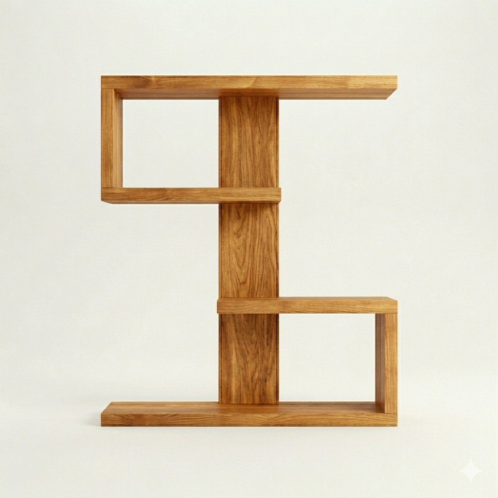 Wooden Floating Shelf – Double C Geometric Wall Shelf Decor - Image 7