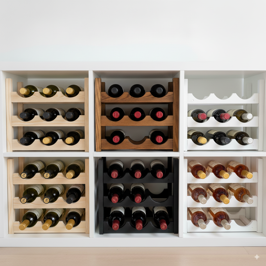 White Oak Angled Wine Rack Insert for IKEA Kallax