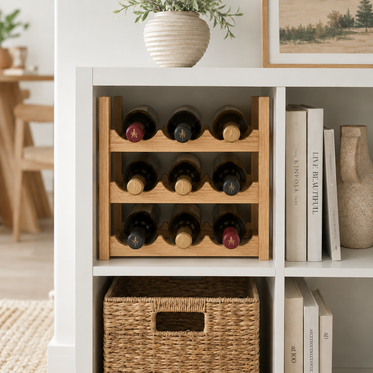 White Oak Angled Wine Rack Insert for IKEA Kallax