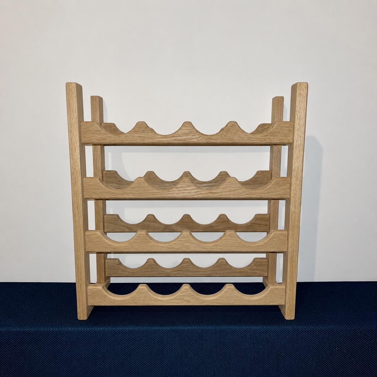 Solid White Oak 16 Bottle Wine Rack, Handmade Freestanding Countertop Storage