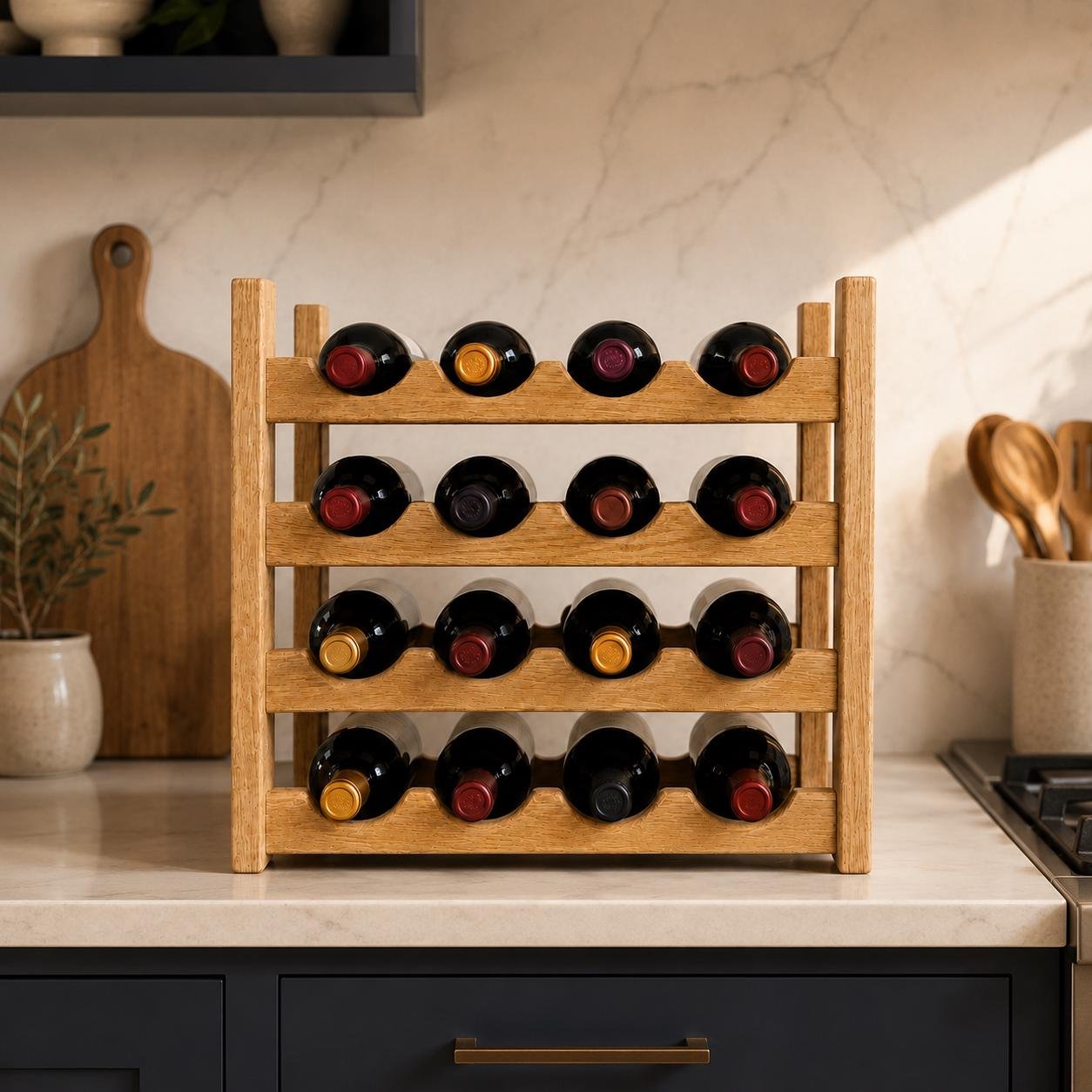 White oak wine rack – product view 1